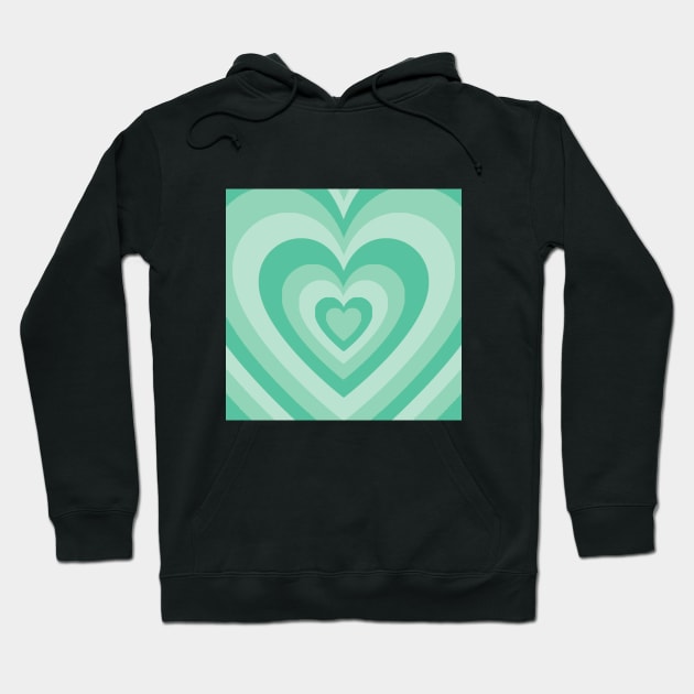 mint retro heart Hoodie by queenofhearts